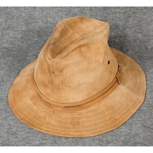 Sima International Men Vintage 100% Suede Made in USA Trimmed Hat Fedora Size M